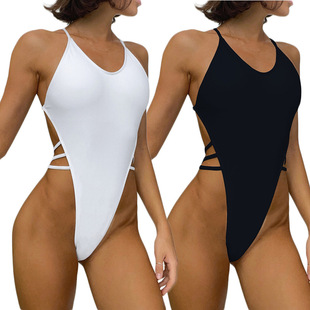 jumpsuit triangle bikini交叉露背三角连体泳衣 backless Cross