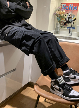 Wide leg pants, cropped casual pants阔腿裤九分休闲长裤子男士