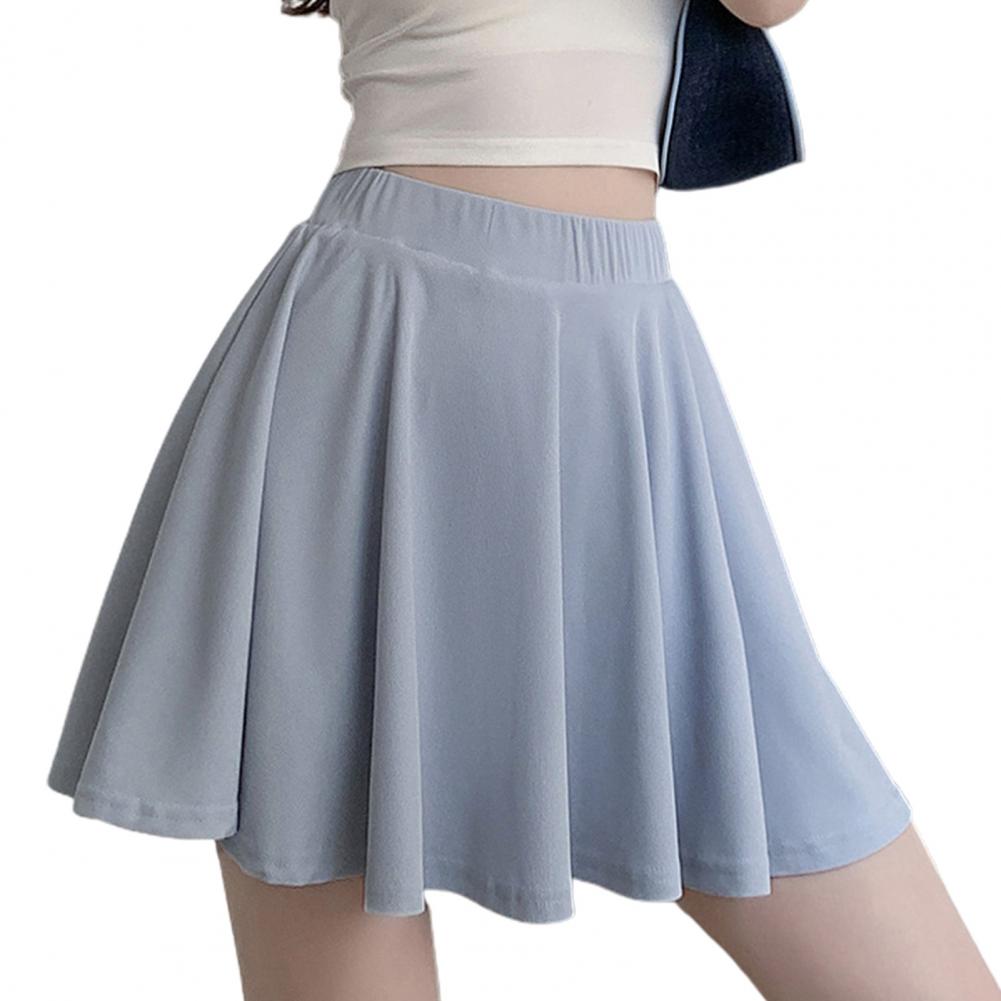 Solid high waisted A-line short skirt女士纯色高腰a字半身短裙
