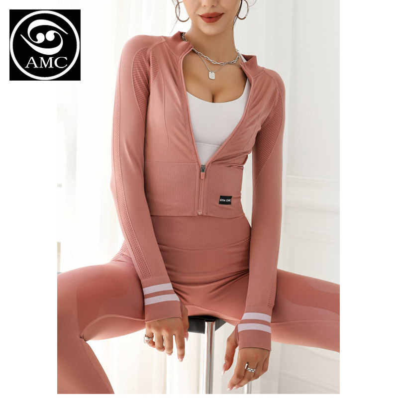 女子运动春秋新款拉链开衫立领跑步健身弹力修身显瘦瑜伽长袖外套