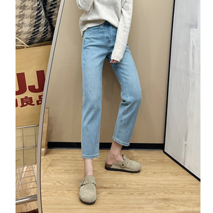 女士加绒牛仔裤春秋烟管直筒裤窄版显瘦九分弹力时尚韩版2025修身