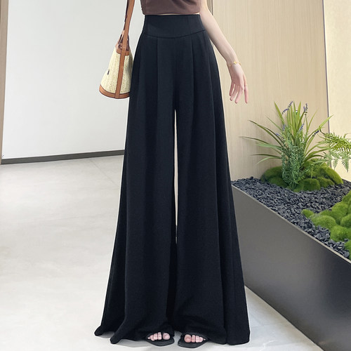 鱼尾大喇叭裤女夏薄款大码胖mm垂