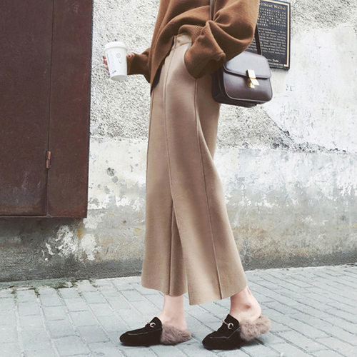 毛呢阔腿裤女大码200斤秋新款