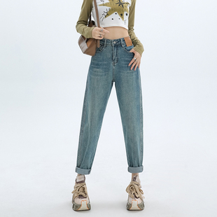 胖mm显瘦萝卜复古老爹裤 高腰哈伦牛仔裤 大码 2026新款 子 女春季