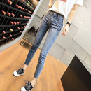 打底裤 女士九分紧身铅笔裤 薄绒 女秋冬2025小个子八分裤 小脚牛仔裤