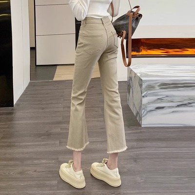 微喇牛仔裤棉休闲牛仔裤毛边显瘦