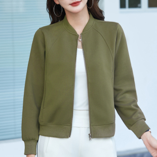 军绿色棒球服外套女2026春秋新款拉链开衫上衣洋气休闲运动卫衣