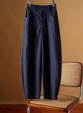 白领哥弟新天丝纯亚麻香蕉裤女2025夏季宽松显瘦抗皱棉麻镰刀裤女