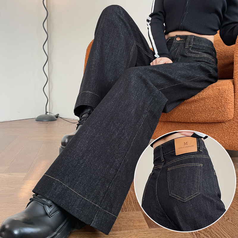 黑色阔腿牛仔裤女2025年秋季新款