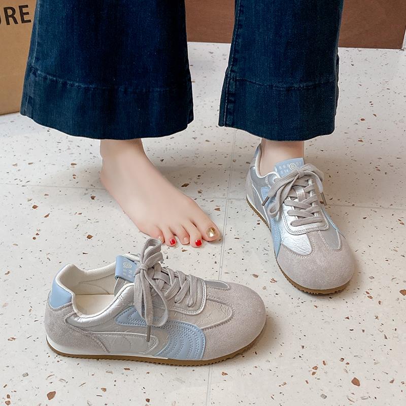 休闲鞋女2025新款秋季皮面软底防滑低帮运动鞋通勤百搭圆头德训鞋