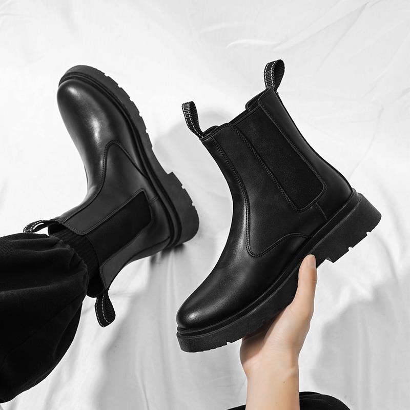 马丁靴男2025新款秋季高帮英伦风休闲切尔西短靴黑色烟筒高端皮靴