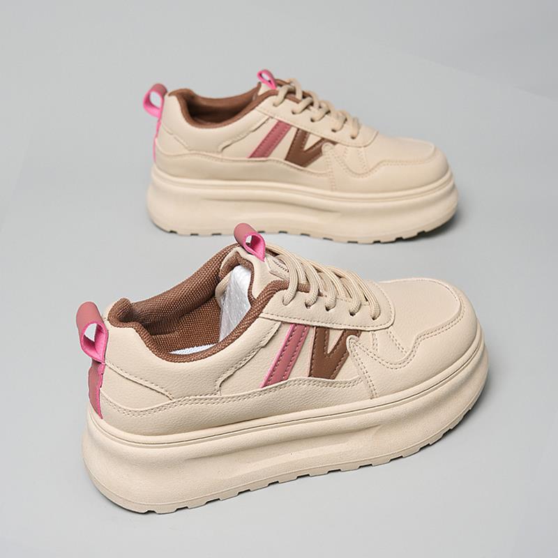 鞋子女2025新款秋季皮面厚底松糕鞋巨好看板鞋轻便软底老爹运动鞋