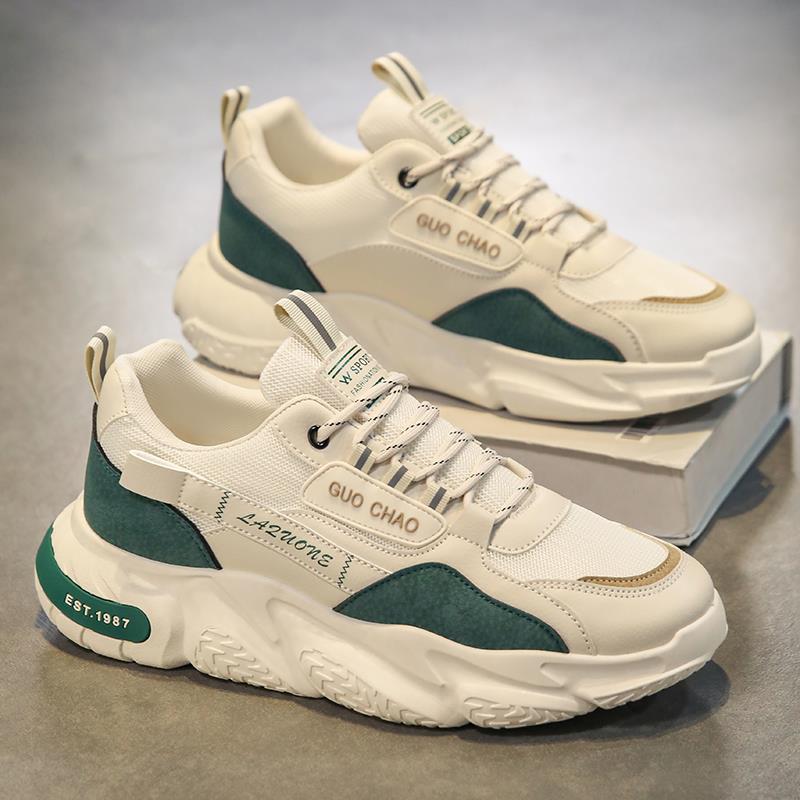 莆田男鞋秋季2025新款皮面跑步运动夏季学生休闲厚底工作老爹潮鞋