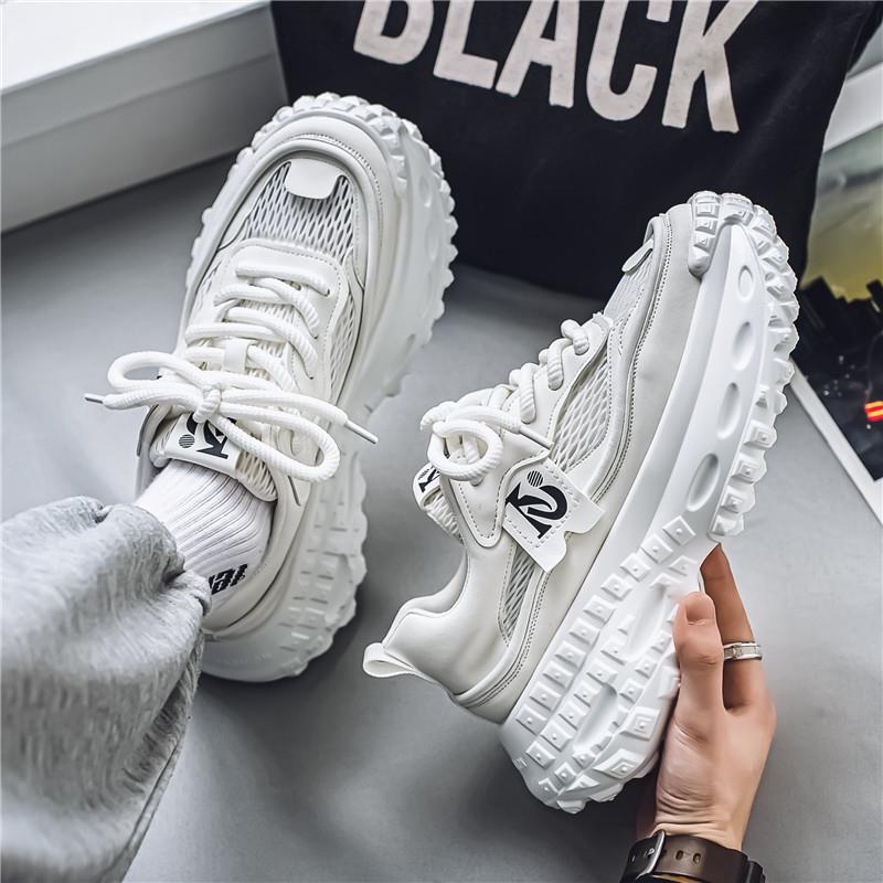 潮牌男鞋2025新款秋季轮胎底网面增高老爹鞋夏季百搭休闲运动潮鞋