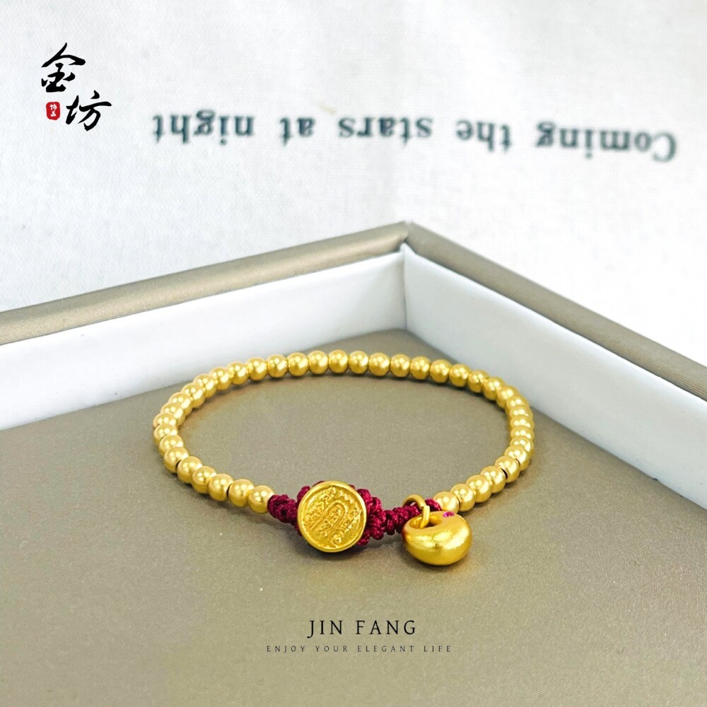 金店同款沙金999小胖福红绳手链d