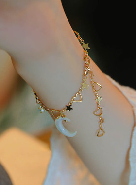 星星月亮爱心手链ins小众设计白