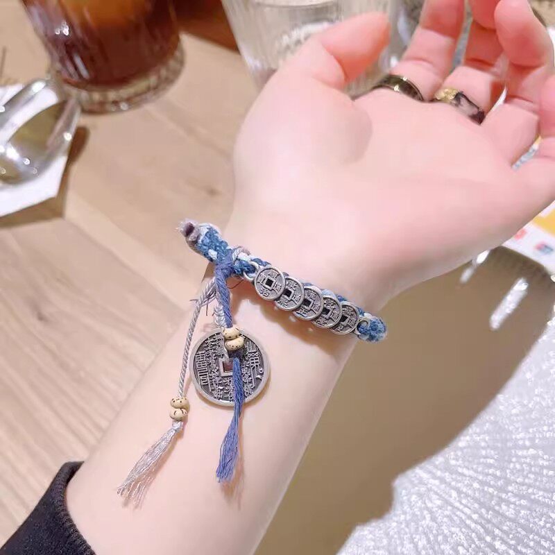 五帝钱币小清新配色手绳手工编织