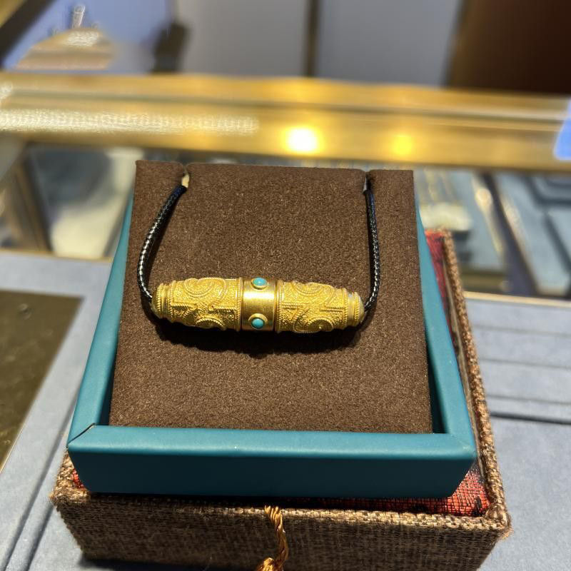 传承时来运转吊坠长筒花纹古法镶