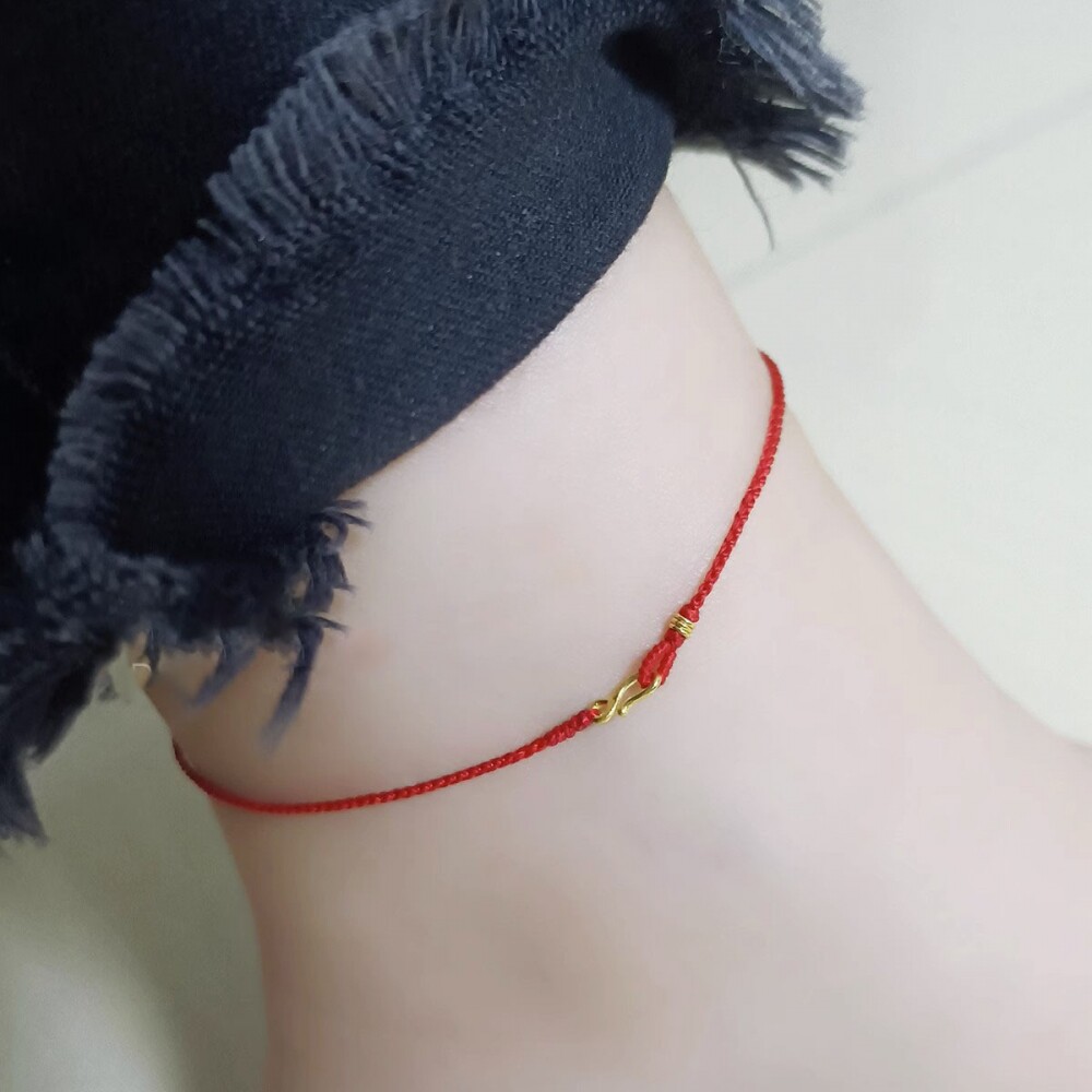 本命年极细手工红绳脚链吉祥袖珍