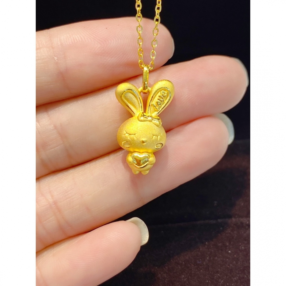 抱心兔金色吊坠金心兔子项链love告白十二生肖本命年男女套链