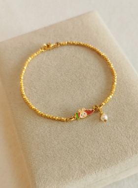 小红书新款胡萝卜手链兔碎银色贝