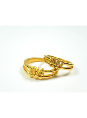 1314黄金色戒指时尚小众520情侣