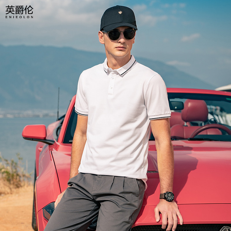 英爵伦丝光珠地棉Polo衫短袖男夏季简约保罗衫商务翻领短T上衣_虎窝淘