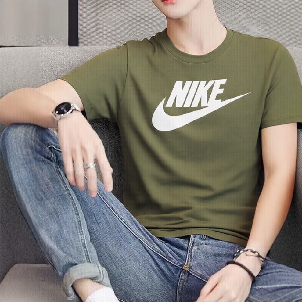 NIKE短袖宽松五分袖纯棉运动T恤2025夏季新款男子上衣训练服