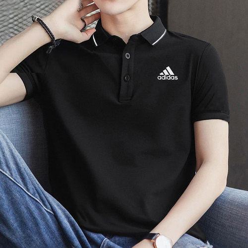 Adidas纯棉短袖男装夏季新款商务上衣翻领polo衫男士T恤IC9314