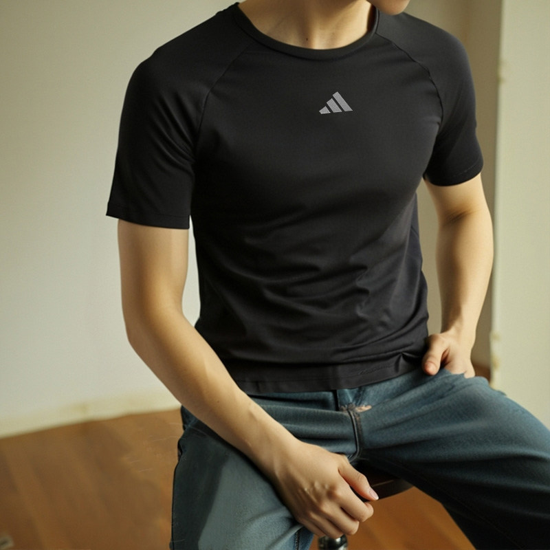 Adidas速干透气短袖男夏季新款运动服跑步健身服弹力吸汗T恤男