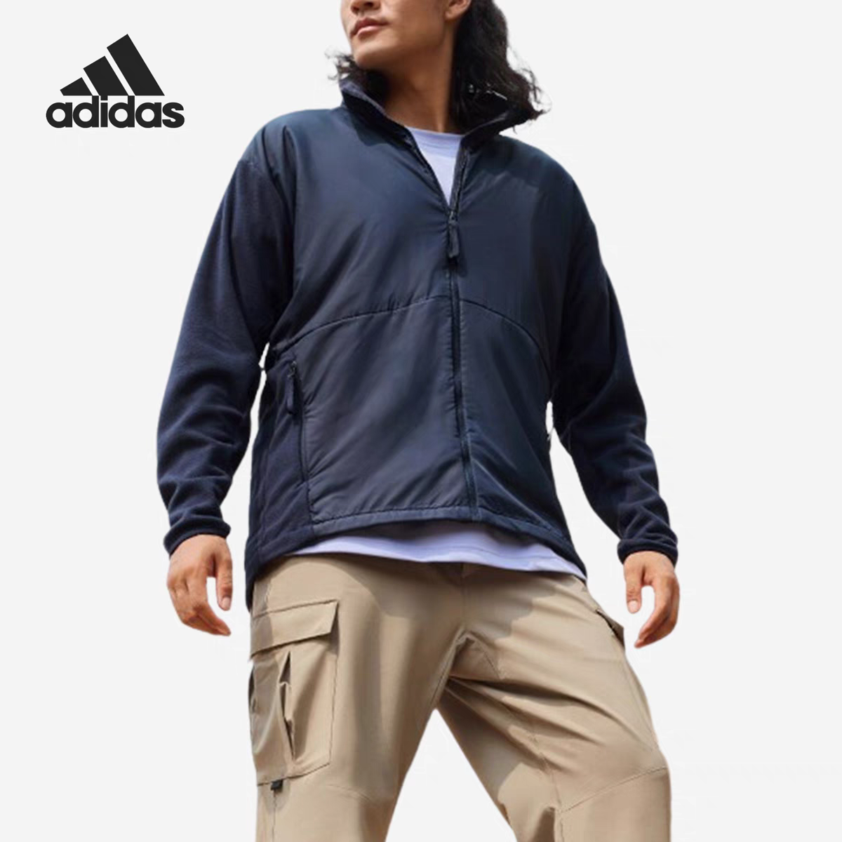 Adidas/阿迪达斯正品新款男士户外抓绒运动立领外套GU6502