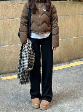 黑色窄版直筒牛仔裤女秋冬季2023新款高腰宽松显瘦小个子拖地裤子