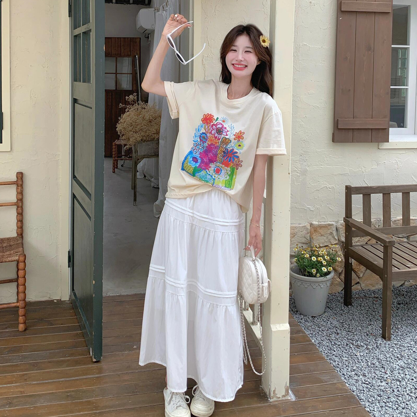 温柔风白色半身裙女夏季新款高腰