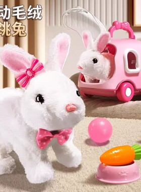 儿童电动会走路会叫小白兔子毛绒公仔娃娃玩偶女孩子过家家玩具