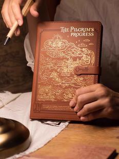 天lu历程系列皮面烫金复古读书笔记本方格内页牛皮纸