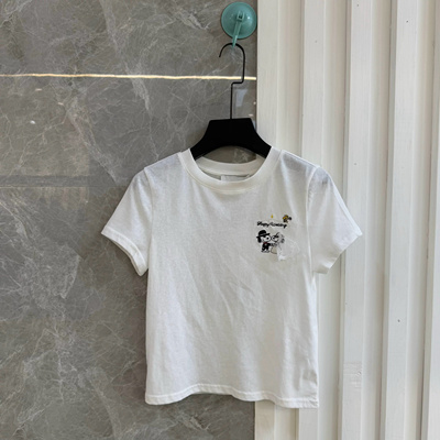 特价清仓 最后几件 趣味卡通史努比婚纱刺绣薄款短袖T恤女上衣