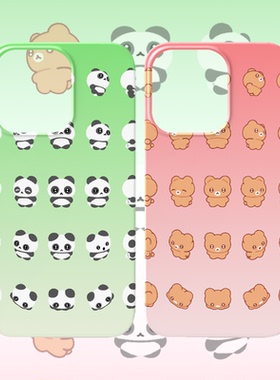 绿色小熊熊猫情侣手机壳适用iPhone17promax苹果16菲林13渐变14小米15硬oppo华为mate70荣耀P80红米vivox200s