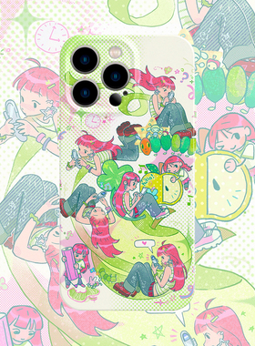 绿色千禧女孩手机壳适用iPhone17promax苹果16菲林14一加13小米15小清新oppo华为mate70荣耀P80红米vivox200s