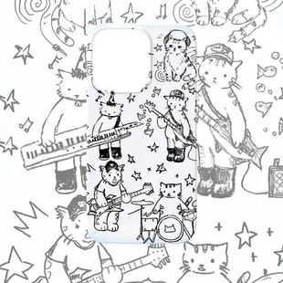 y2k摇滚小猫乐队手机壳适用iPhone17promax苹果16菲林15一加13T小米14硬oppo华为mate70荣耀P80红米vivox200s