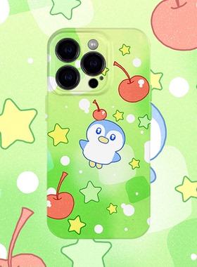 y2k千禧风樱桃企鹅手机壳适用iPhone17promax苹果16菲林13绿色14小米15硬oppo华为mate70荣耀P80红米vivox200