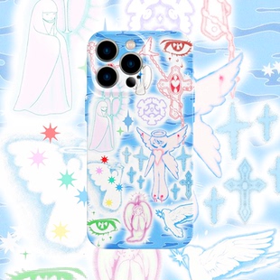 y2k天使十字架手机壳适用iPhone17promax苹果16菲林14一加13小米15小清新oppo华为mate70荣耀P80红米vivox200