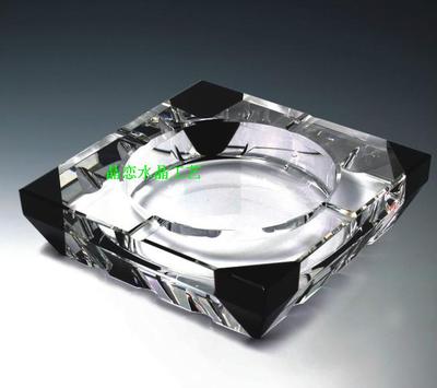 四方精品大号黑角创意深雕水晶烟缸酒店KTV烟盅送领导送长辈礼品