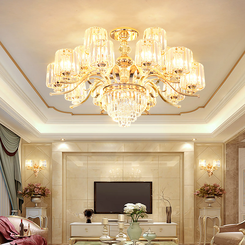 客厅灯简约现代大气新款简欧轻奢家用高档水晶吊灯欧式卧室餐厅灯
