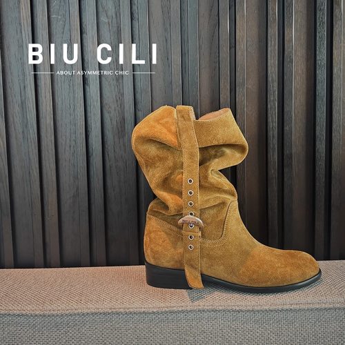 BIUCILI复古麂皮堆堆靴