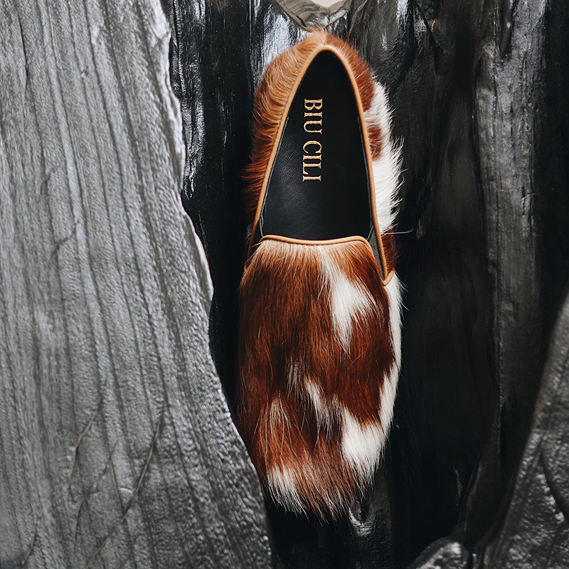 BIUCILI柔软舒适毛毛乐福鞋