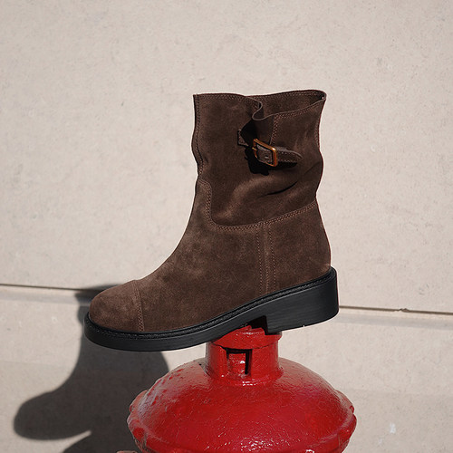 BIUCILI原创设计绒面堆堆靴