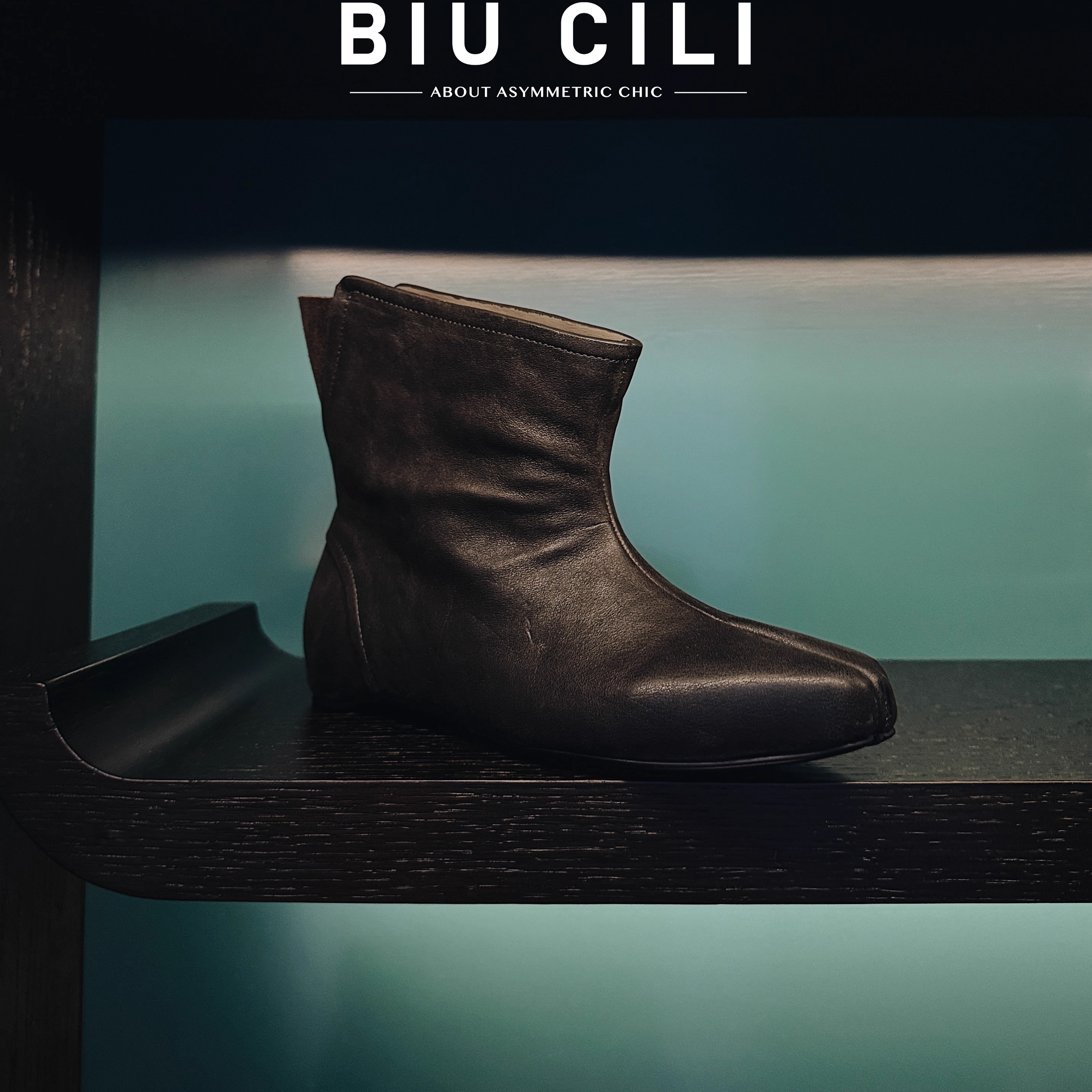 BIUCILI宽筒做旧风分趾靴