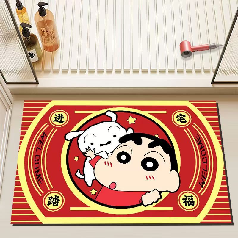 新年蜡笔小新地垫家用浴室地垫卫生间吸水脚垫淋浴间地垫入户门垫