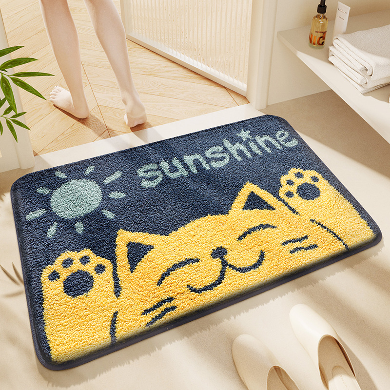 大江跨境植绒防滑垫卡通脚垫浴室地垫强吸水速干家居厕所门口地毯