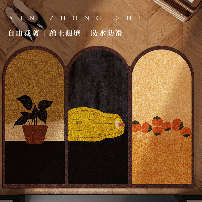 中古风入户门地垫高级感可裁剪丝圈地垫玄关耐磨耐脏易打理防滑垫